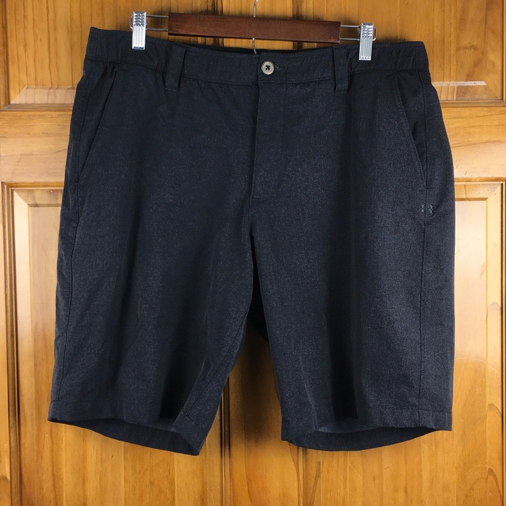 Under Armour Mens 38 Performance Black Shorts Loose Fit Size Athleisure